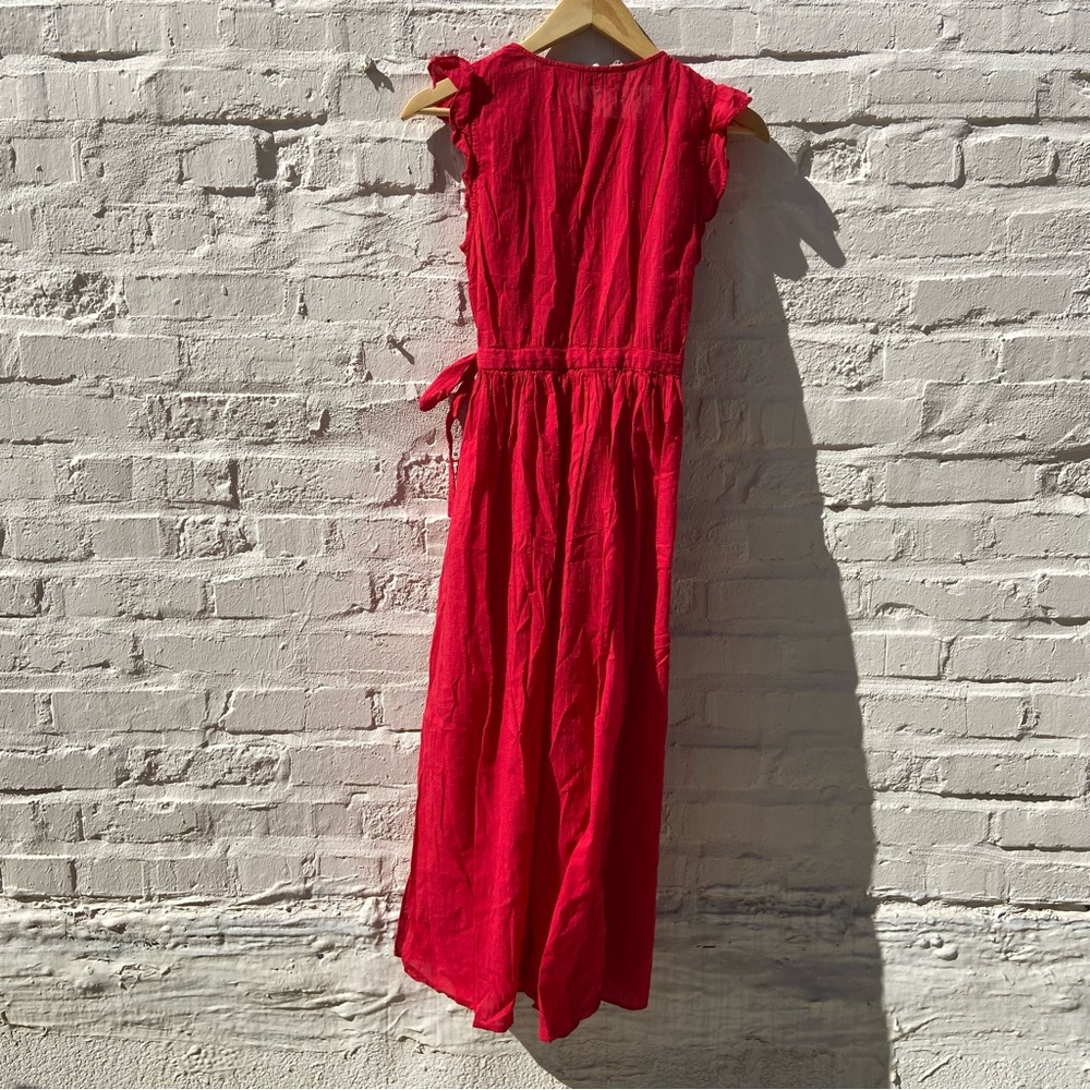 & Other Stories | Red Swiss Dot Crepe Wrap Dress | Size 2 - Picture 8 of 15
